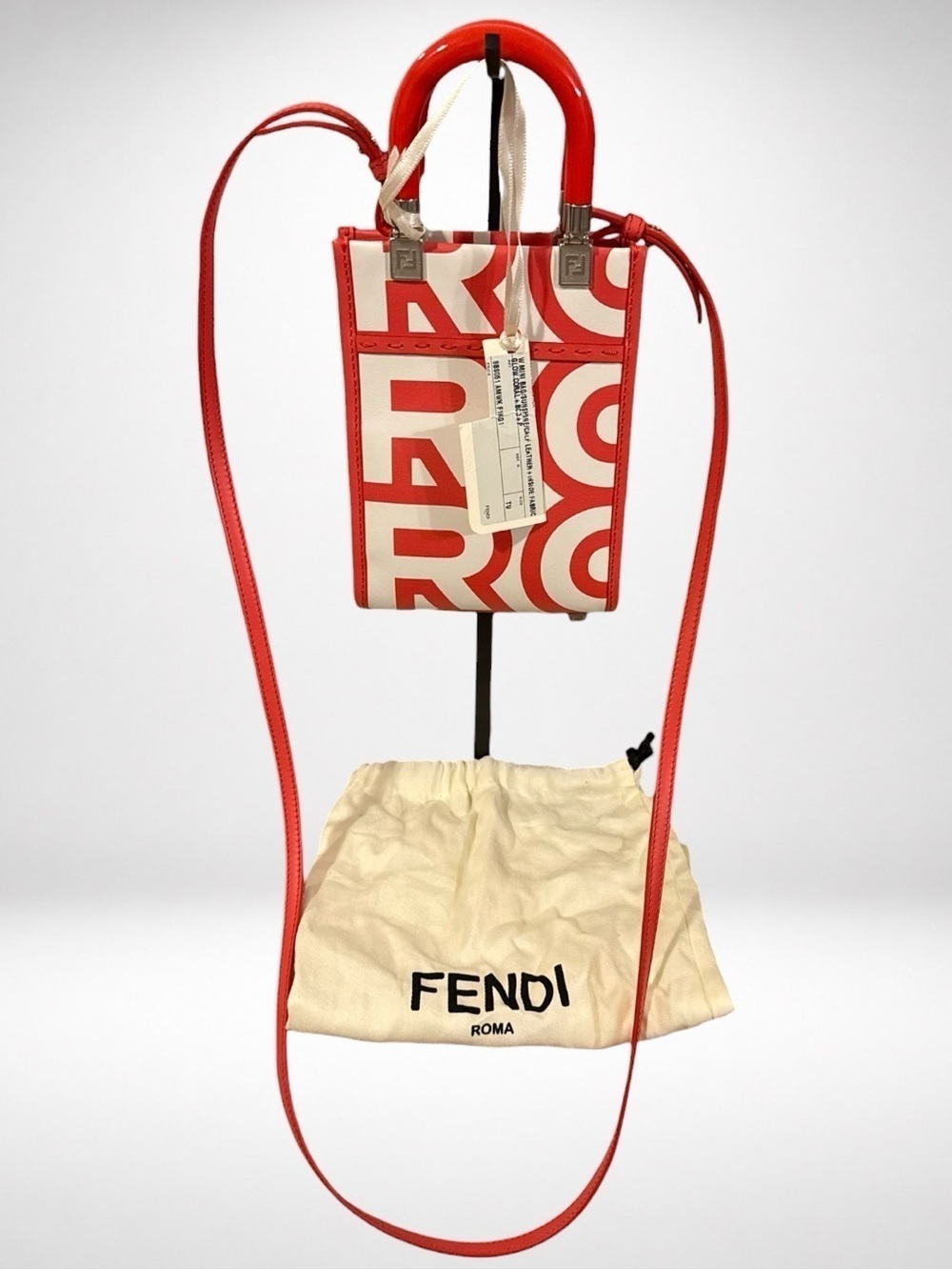 Fendi x Marc Jacobs Sunshine Mini Tote Coral Leather Crossbody Bag Y2K - Picture 3 of 16